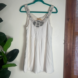 Alice & Olivia Ivory Silk Beaded Cocktail Dress‎ Size Small